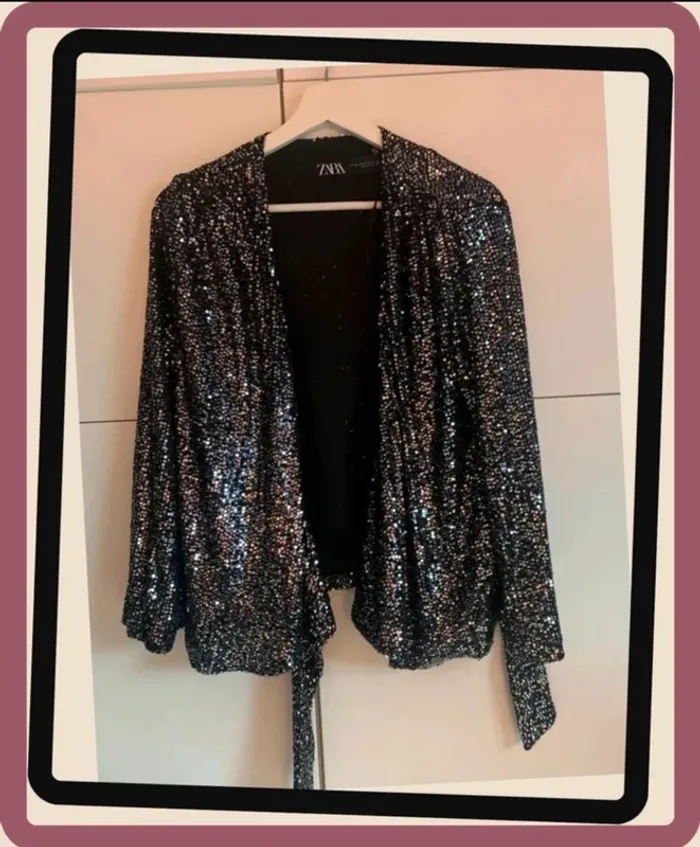 Blouse de soirée à sequins Zara T/XS taille plus grand - photo numéro 2