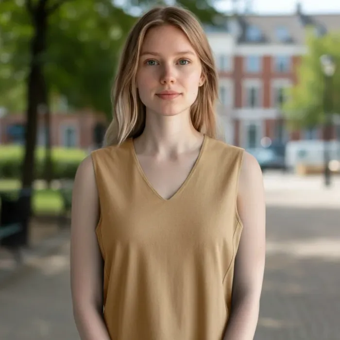 Top beige uni col V Bruno Saint Hilaire taille L