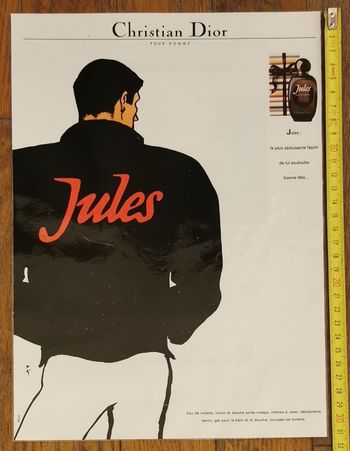Ancienne publicité plastifiée Jules dior début années 80 vintage