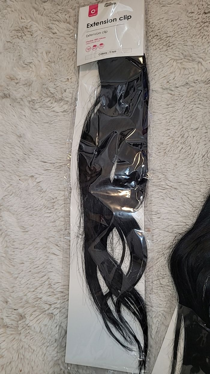 Lot de 2 extensions a clips noir cheveux naturel - photo numéro 3