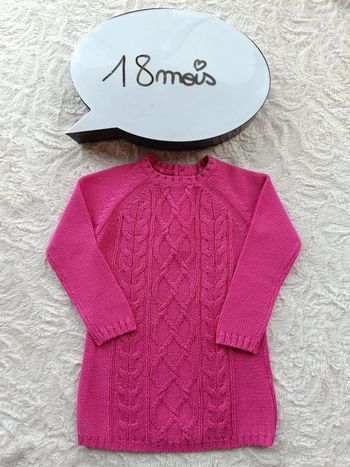 Robe pull manches longues Fille 18 mois maille Grain de blé