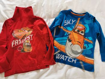 Lot 2 tee shirt Cars et Plane Disney