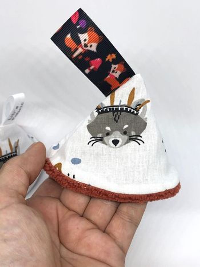 Tipi pipi pare pipi cônes garçon éponge BAMBOU et coton lavable zéro déchet lion renard tigre ours b - photo numéro 4