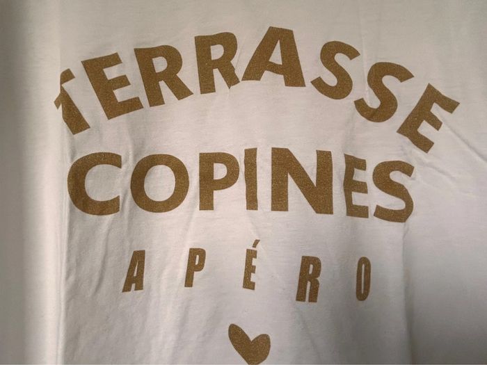 T-shirt blanc col v April Vintage 38-40 - photo numéro 2