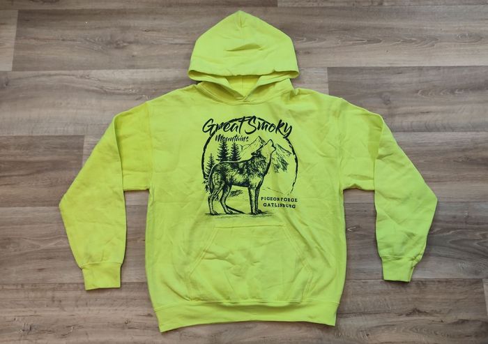 Vêtement Homme Sweatshirts Sweats pull à capuche jaune fluo Gildan dryBlend taille M #Retrostreet - photo numéro 2