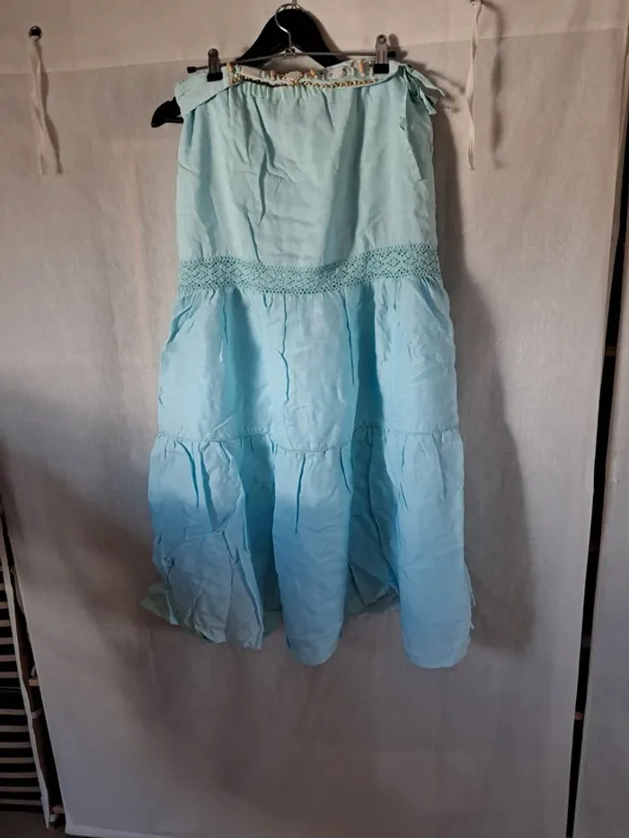 Jupe ample turquoise doublée
