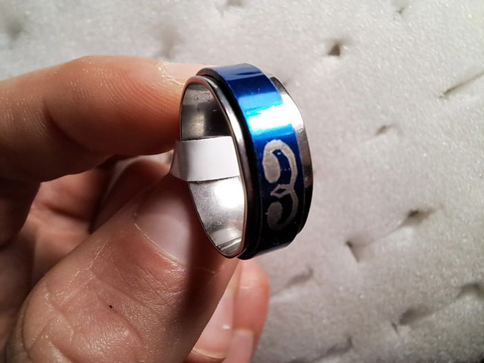 Bague acier inoxydable motifs - photo numéro 2