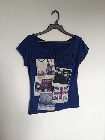 T-shirt bleu imprimé “London Memories” vintage old school