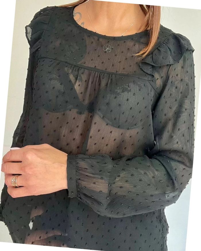 Blouse noire manches longues taille 40 - etam - photo numéro 7