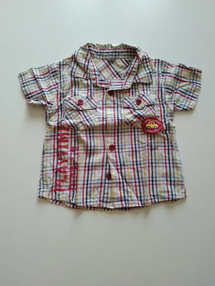 chemise à carreaux manches courtes garcon 12 mois