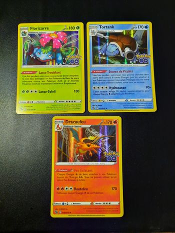 Lot Cartes Pokémon HOLO Dracaufeu, Florizarre & Tortank /078 Pokémon Go FR