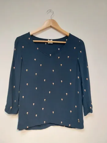 Blouse bleue marine à motifs Des petits hauts 34