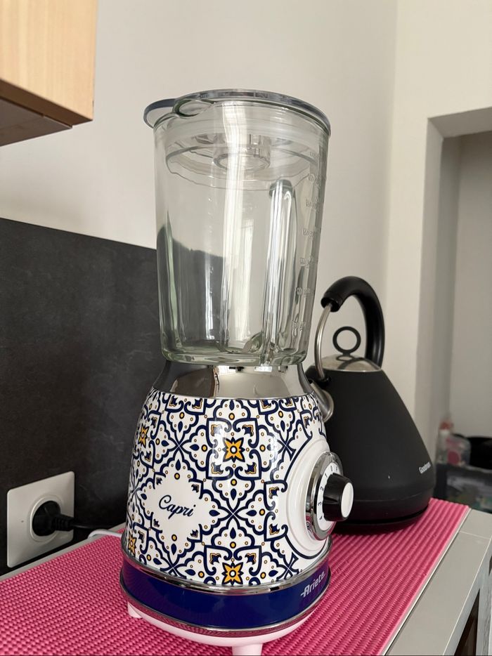 Blender Ariete vintage bol verre Capri 583CAP 1000 W Blanc Bleu - photo numéro 2