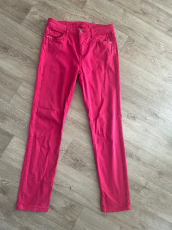 123 pantalon, jeans rose fuchsia, coupe droite femme, taille 38