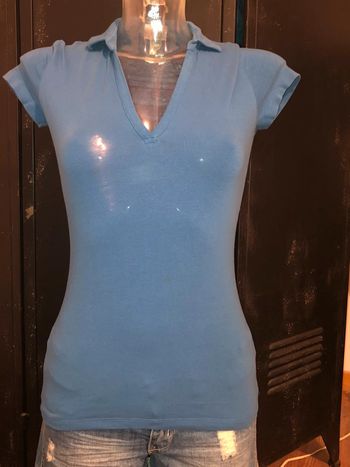 T-shirt polo  manches courtes bleu taille 34/36