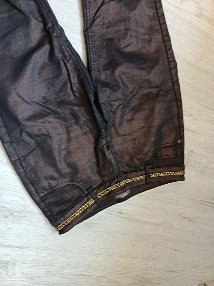 Pantalon femme 38 M grain de malice tbe brun satinée - photo numéro 8