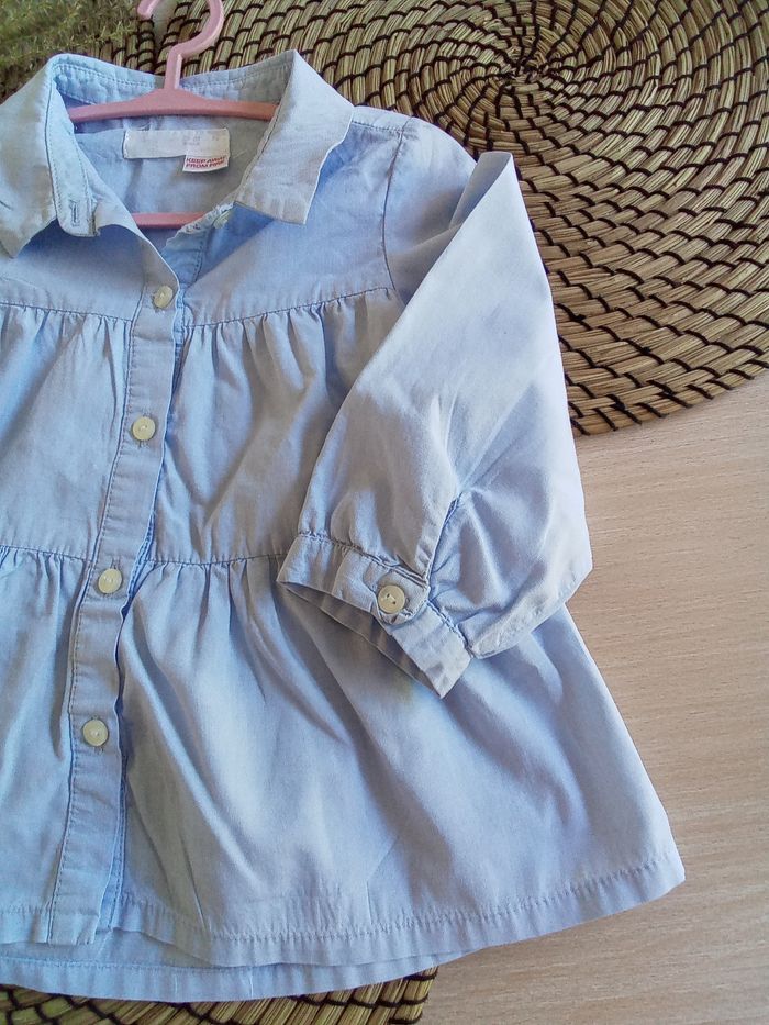 Chemise bleu clair manches longues Zara taille 18/24 mois - photo numéro 4