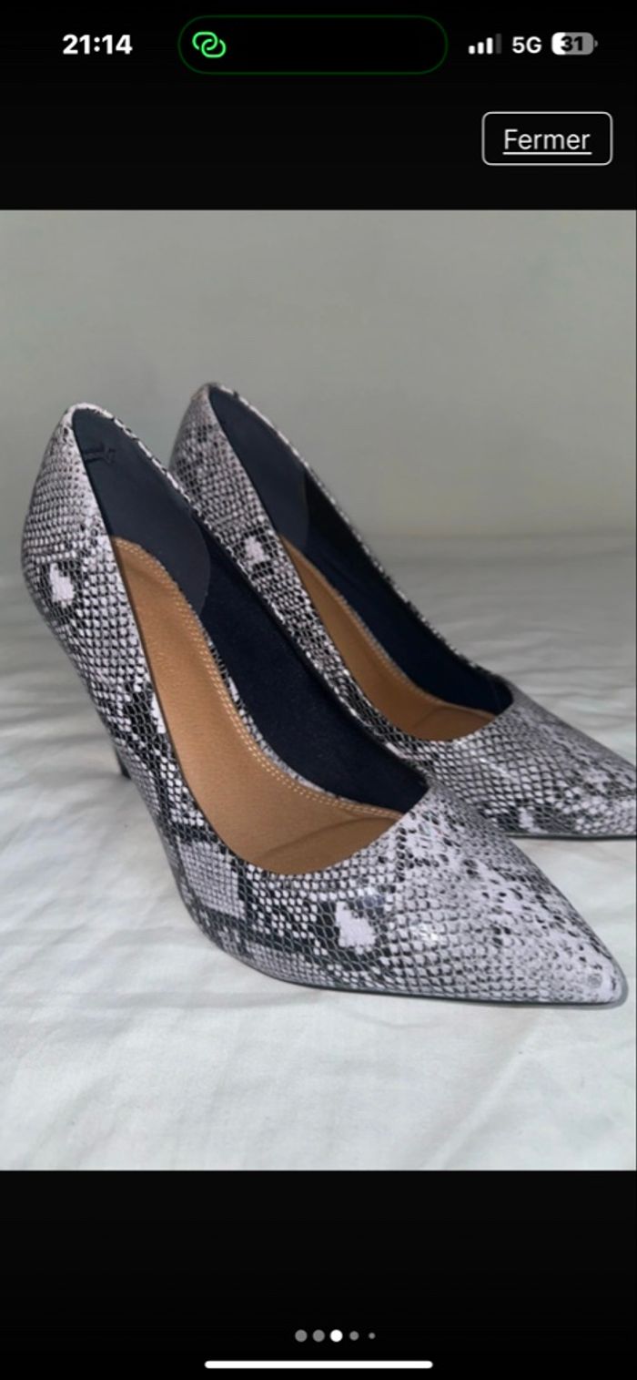 Escarpin gris python en cuir, talons 8 cm marque asos - photo numéro 4