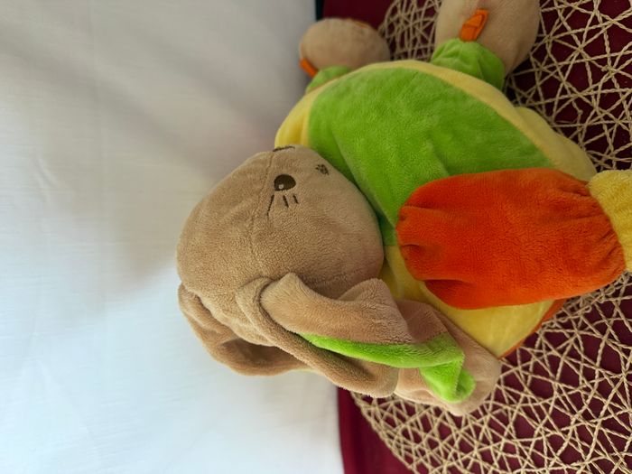 doudou boule lapin vert ,jaune , orange , jaune - photo numéro 5