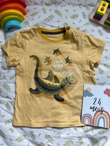 teeshirt manches courtes jaune imprimé crocodile 23 mois obaibi