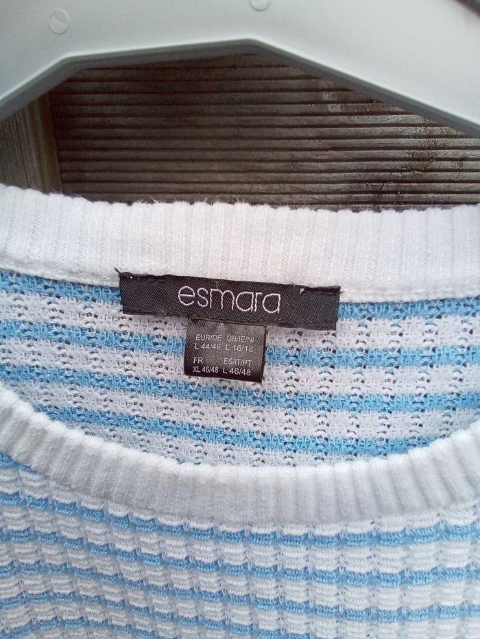 Pull manches courtes rayé bleu/blanc - Esmara - photo numéro 2