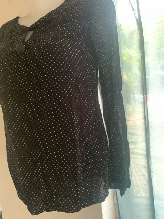 Blouse camaïeu noir à pois blanc taille 40 - photo numéro 5