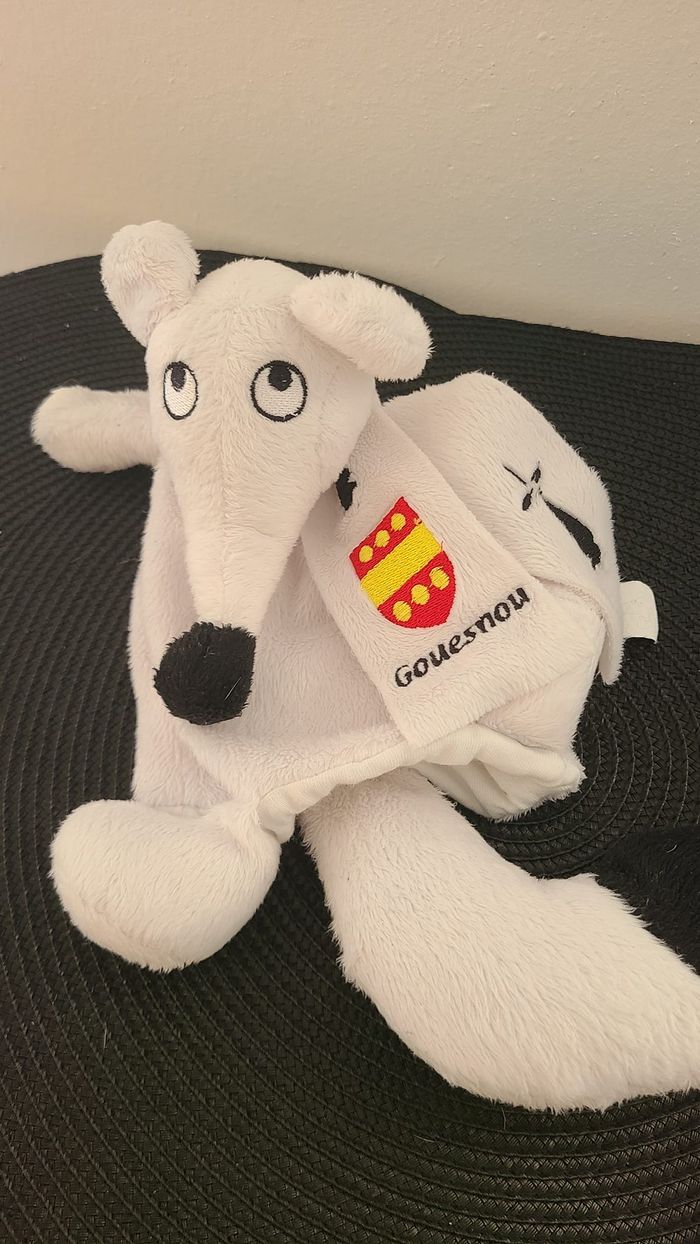 Doudou marionnette souris blanche noir ELB - photo numéro 3