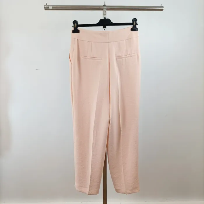 Pantalon carotte rose poudré taille 36 Caroll en 100% polyester chic fluide été A1526 - photo numéro 4