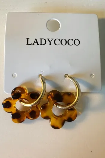 Boucles d’oreilles Ladycoco – Créoles fleurs motif léopard