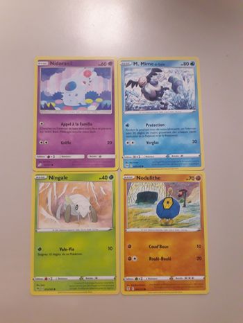 Nidorano + M. Mime de Galar + Ningale + Nodulithe  lot de 4 cartes Pokémon neuves