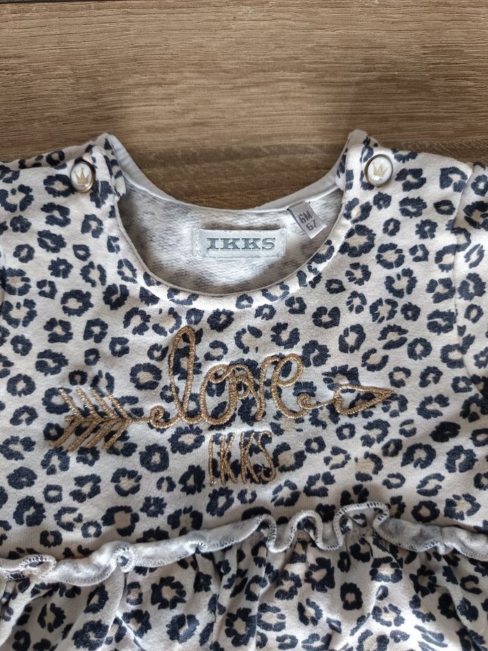 Robe chaude manches longues imprimé léopard IKKS bébé fille 6 mois - photo numéro 3