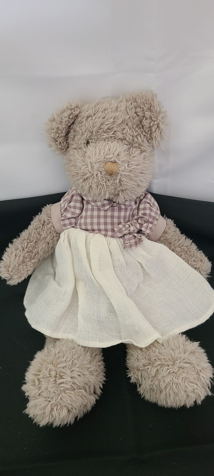 Peluche Doudou Ours Nounours DMC Hauteur 20 Cm Assis - photo numéro 2