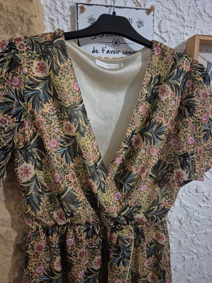 Magnifique robe chic liserai or cache cœur Flamant rose taille M - photo numéro 3