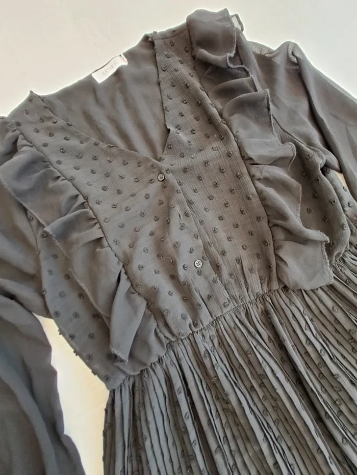 Robe noire Senes - taille S/M - bohème chic romantique babydoll - manches transparentes - photo numéro 3