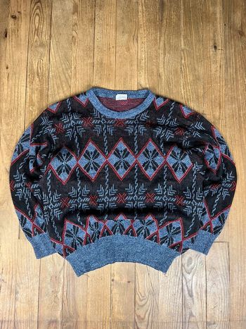 Pull maille vintage motifs multicolore L