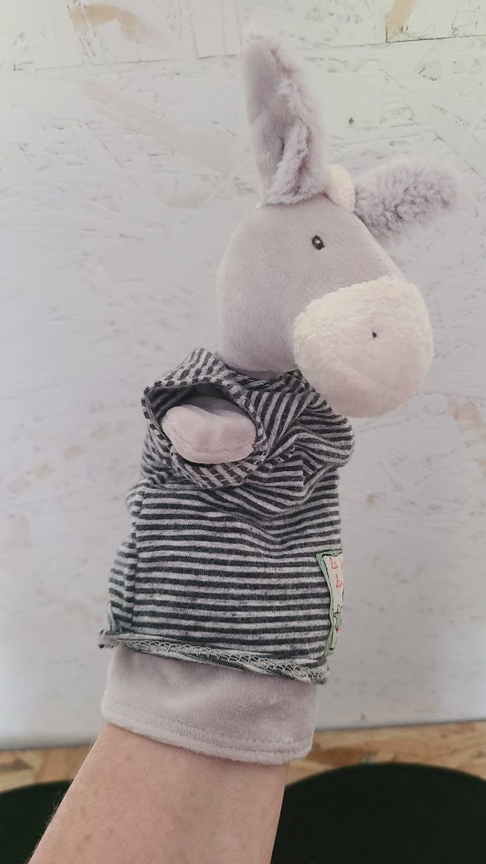 Doudou plat ane gris rayé la grande famille MOULIN ROTY - photo numéro 3