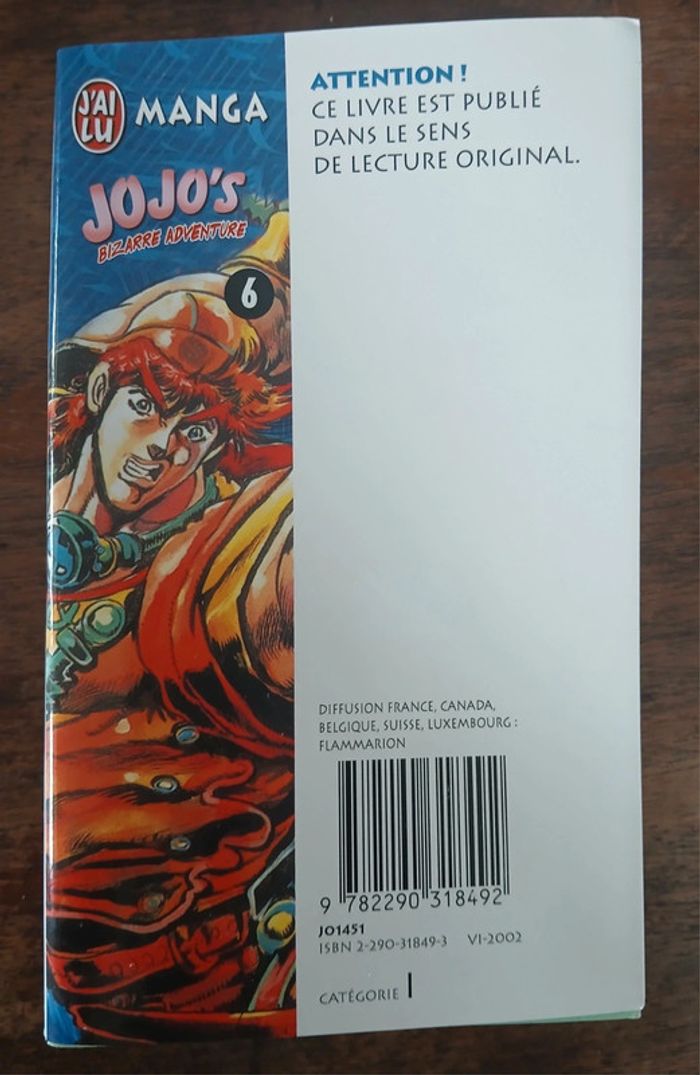 Jojo's Bizarre Adventure Tome 6 J'ai lu Français 🇨🇵 - photo numéro 2