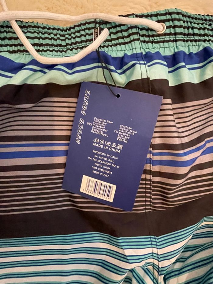 Short de bain/sport rayé bleu taille M Amytis - photo numéro 4