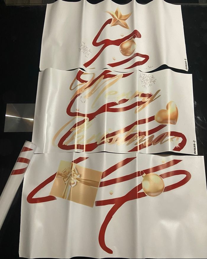 Lot de 2 stickers de fenêtre Sapin rouge doré merry christmas neuf - photo numéro 3