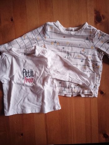 Lot de 2 tee-shirts taille 1 mois