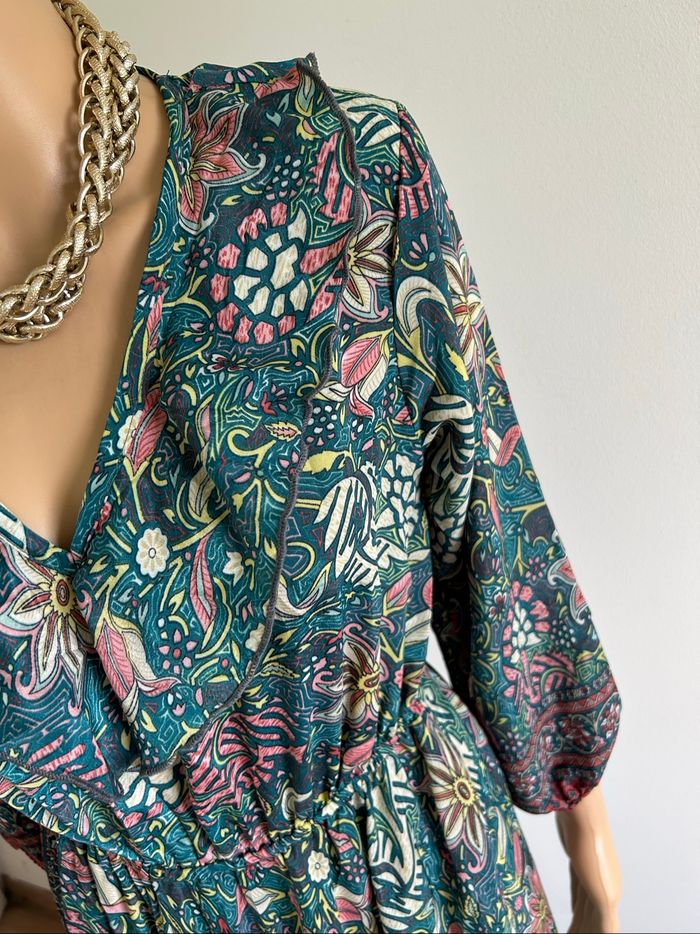 Robe longue imprimée neuve en soie Corte Hindu taille unique - photo numéro 4