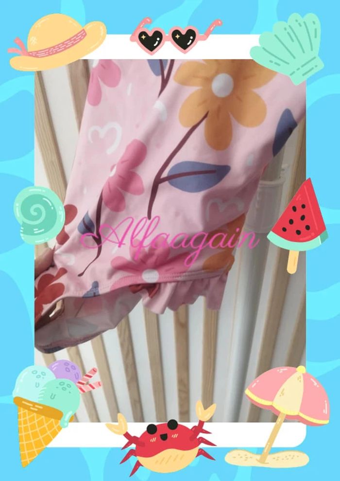 Maillot de bain neuf rose fleuri 10ans - photo numéro 2