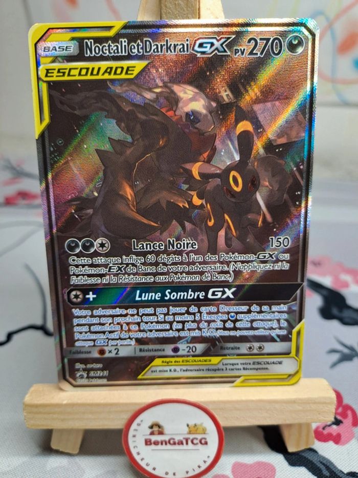 Carte Pokémon Noctali et Darkrai Gx Escouade sm241 Promo Soleil & Lune Full Art Fr