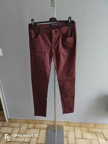 pantalon/jean enduit bordeaux slim neuf