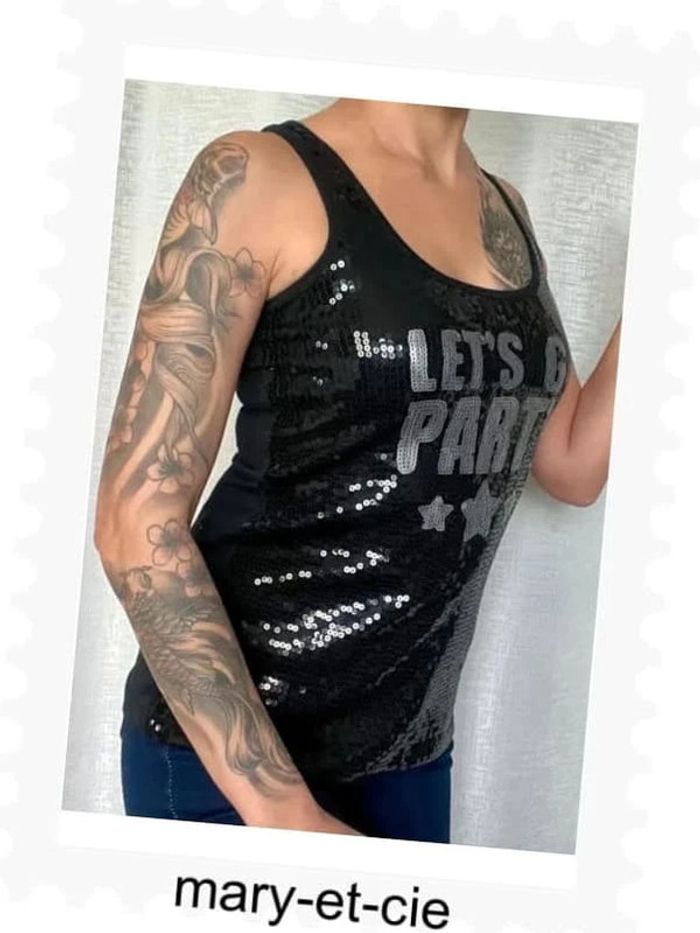 Débardeur noir à sequin spot taille 34/36 - photo numéro 3