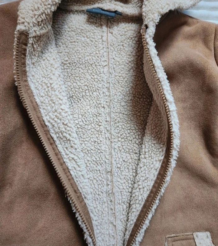 Manteau Kiabi effet peau lainée camel – Taille 42 – Chaud & doublé - photo numéro 6