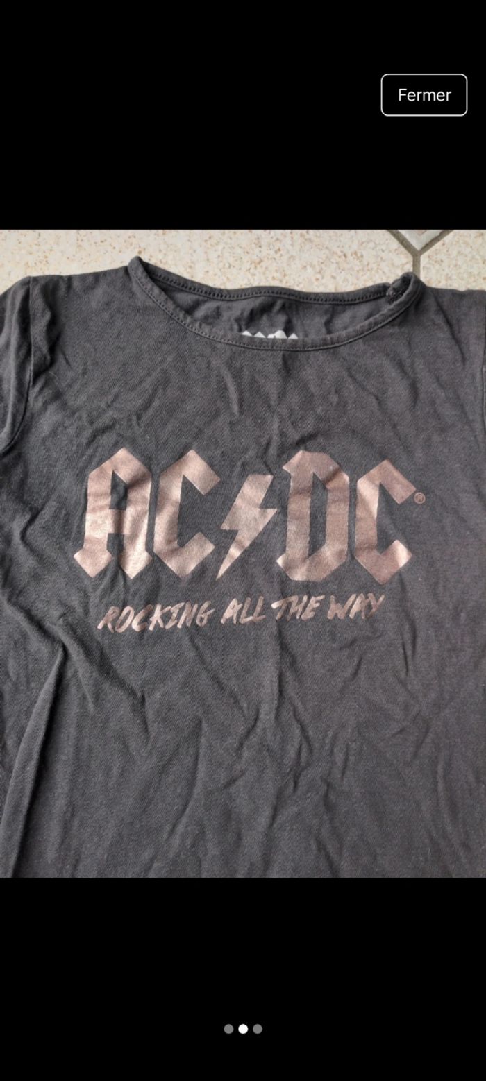 T-shirt ac/DC 6 ans noir et rose - photo numéro 2