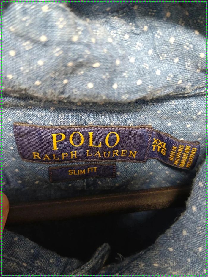 đ Chemise Ralph Lauren Slim Fit XXL â Lin bleu Ă pois â Vintage Y2K - photo numĂ©ro 6