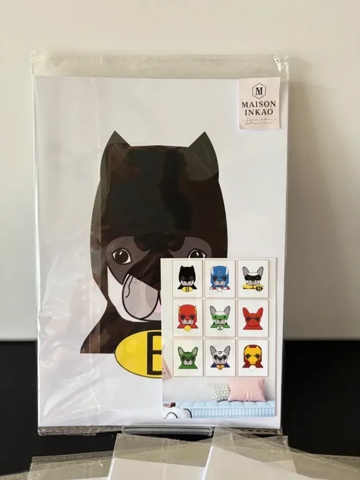 Affiches “Bulldogs Super-Héros” pour chambre enfant