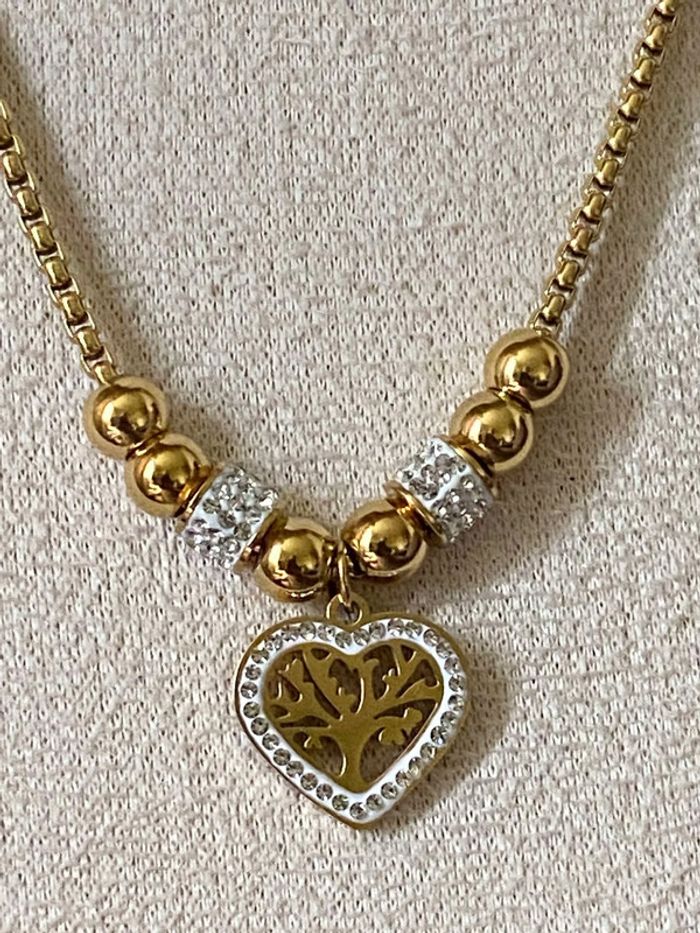 Élégant collier pendentif cœur arbre de vie - photo numéro 2